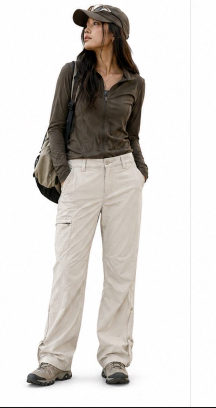 Gorpcore Eddie Bauer Women's Roll-Up Cargo Hiking Pants Size 8 Khaki Convertible